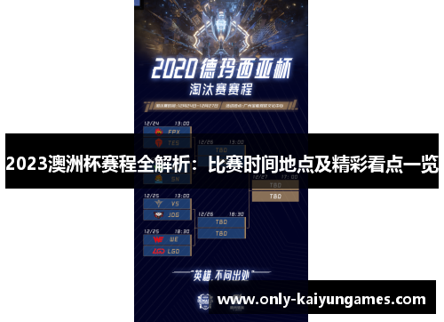 2023澳洲杯赛程全解析：比赛时间地点及精彩看点一览